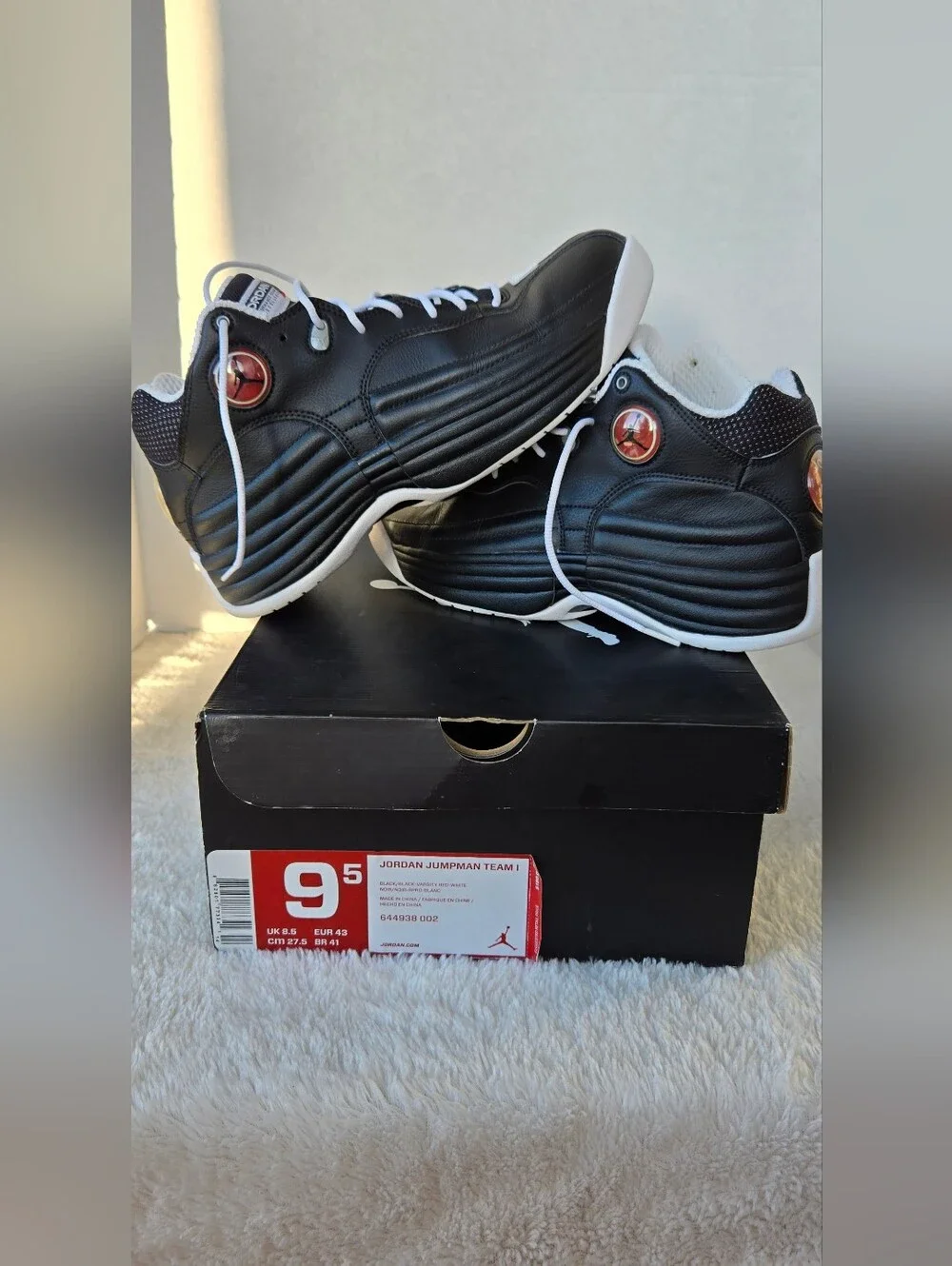 VNFS Nike Air Jordan Jumpman Team 1 Black White Red 644938-002 Size 9.5 OG Box